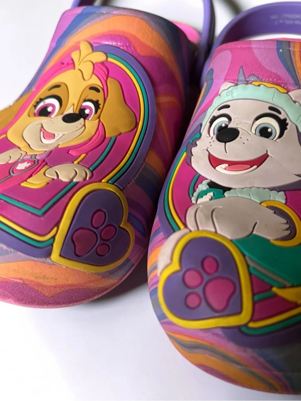 Paw Patrol Skye Everest Girls Clogs Size 11/12 Pink Purple Rainbow Tie Dye Shoe